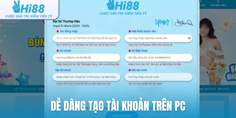 Dễ dàng tạo tài khoản trên PC