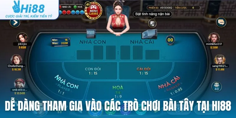 Dễ dàng tham gia vào các trò chơi bài Tây tại nhà cái Hi88
