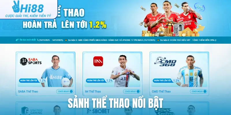 Sảnh thể thao nổi bật