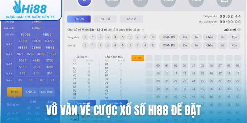 Vô vàn vé cược xổ số Hi88 để đặt